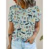 Summer Cute Dog Short Sleeve T Shirt Fun Animal Round Neck Short Sleeve T Shirt Loose and Comfortable for Men and Women