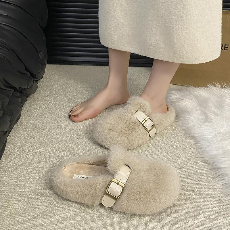 

Мохнатые туфли женские зимние толстоподошвенные бархатные из норки на одном педале туфли-бобы теплые феи беременные женщины хлопковые шлепанцы-ковши 40 абрикосовый