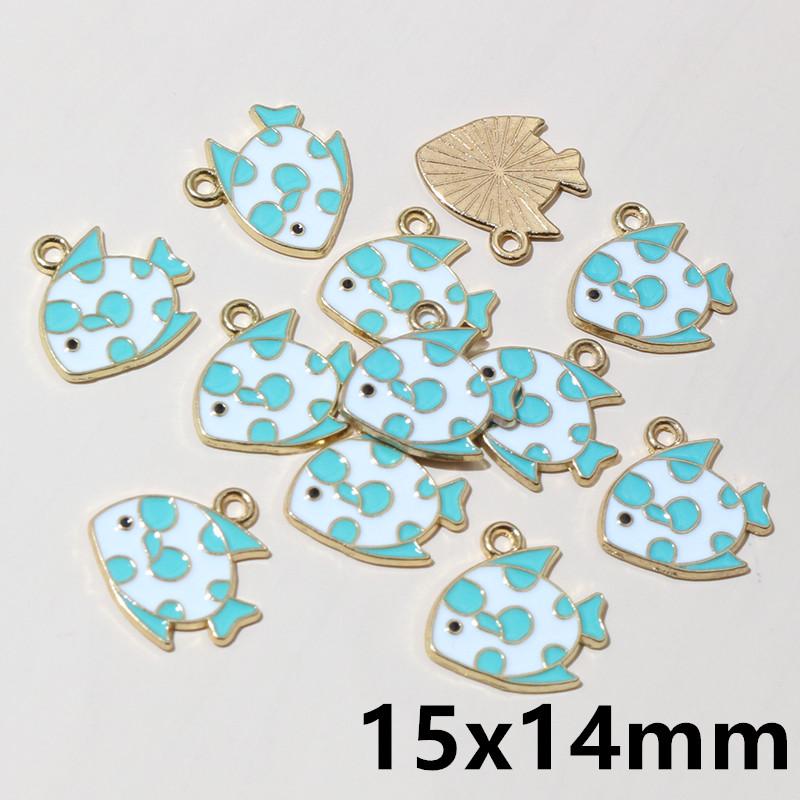 20pcs Enamel Fish Charms Pendant for Earrings Necklace Bracelet Findings Alloy Metal DIY Jewelry Making Accessories