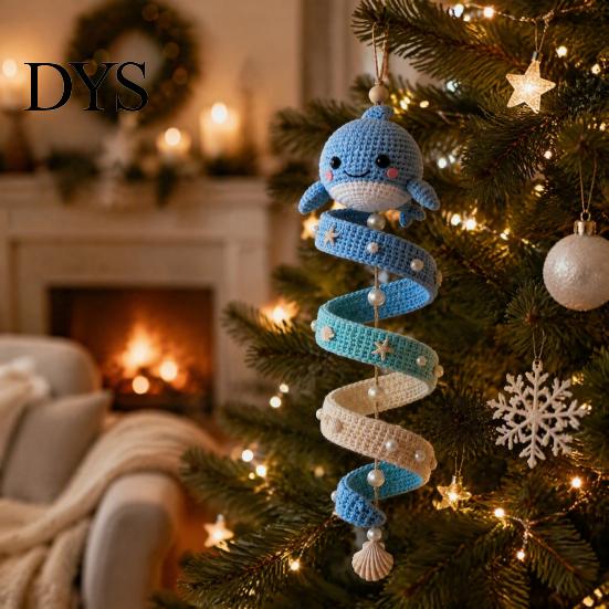 Easy Crochet Animals Pattern Ocean Theme Spiral Kit, Decorative DIY Art Craft, Bag Charms Making Assembly Hanging Ornament for Christmas Tree
