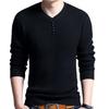 Autumn Winter Solid Color Clothing Men Sweater Chic Men Solid Color V Neck Long Sleeve Pullover Slim-Fit Knitted Sweater Blouse