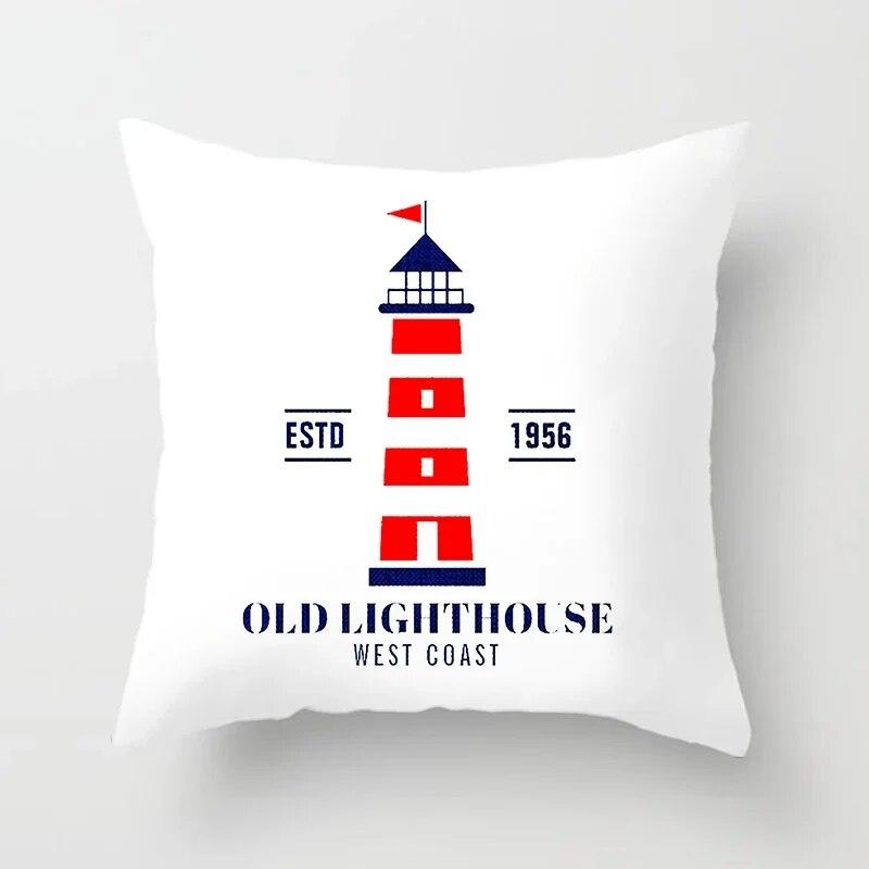 Home Decor Compass Anchor Pillow Cover Blue Mediterranean Cushion Gift Sofa Office Accessory Ornament 45x45cm