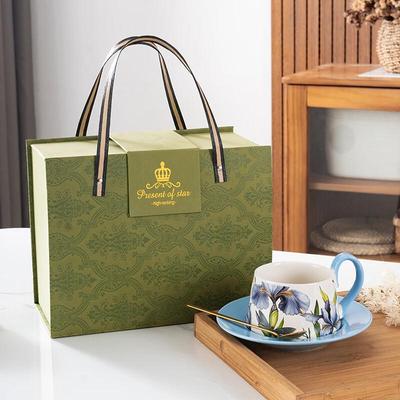 Shangqi High-Handle Ceramic Coffee Cup & Saucer Set