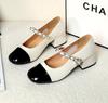 Real Sheepskin French Mary Jane Women'S Shoes Temperament Thick Heel Single Shoes Women'S High Heels Color Matching Small Leather Shoes Women