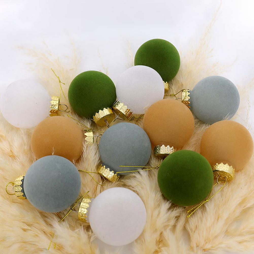 12Pcs 6CM Velvet Christmas Ball Ornaments Red Green Christmas Tree Balls Hanging Pendant Christmas Decoration 2025 New Year Gift
