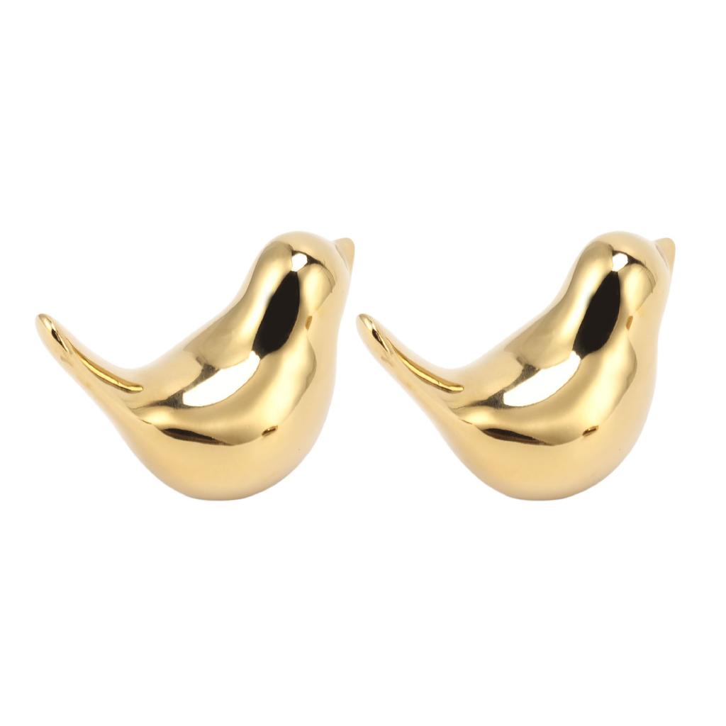 2Pcs Electroplated Ceramic Bird Decoration Nordic Style Modern Abstract Bird Figurine Home Desktop Decoration Gifts