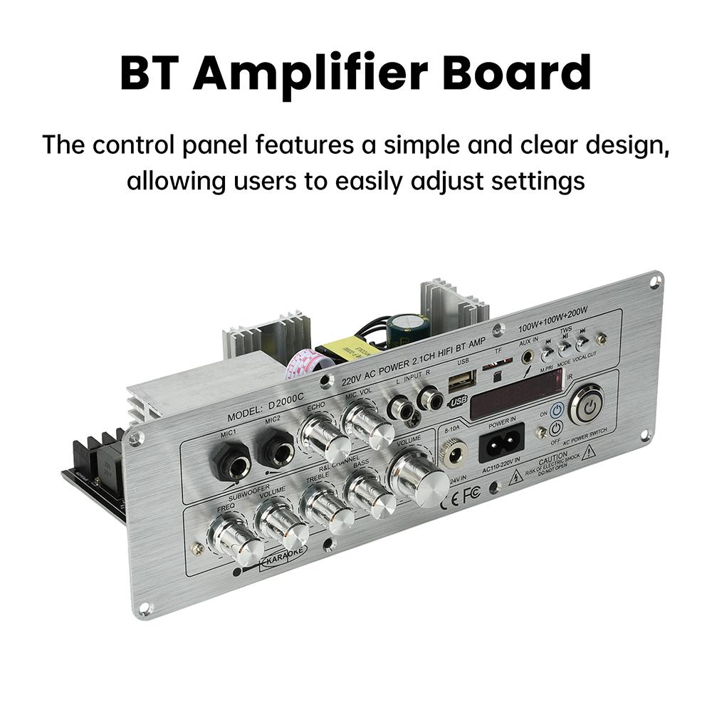 DC 24V/AC110-20V D2000 BT Amplifier Board 2.1 Channel 100W+100W+200W High-Power Output