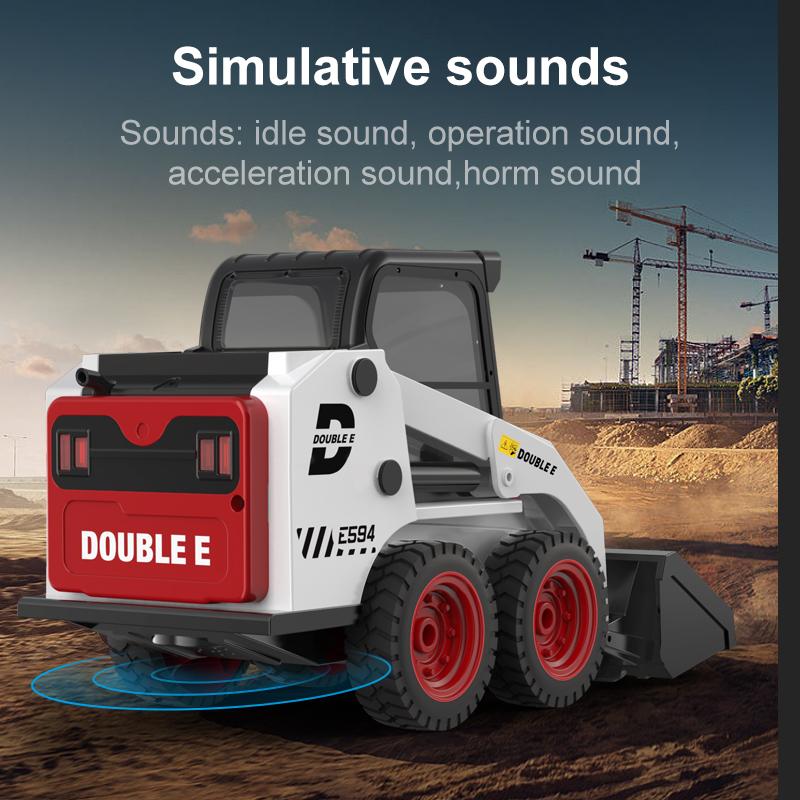 Double E E594 1:14 2.4G Remote Control Slip Loader Toy Car RC Truck Engineering Vehicle Cockpit with LED Lights Toys for Boys