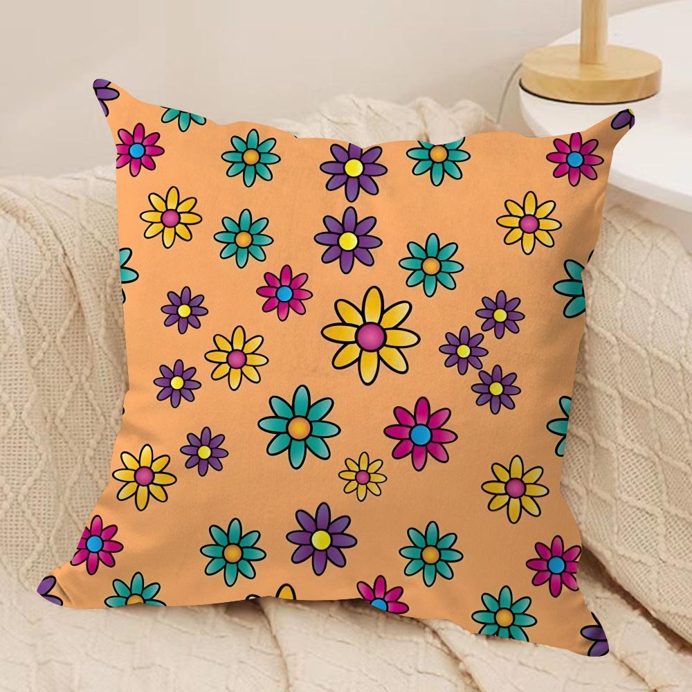 Retro Floral Cushion Cover Soft Plush Fabric DoubleSided Printed Cushion Covers for All Seasons Home Decor