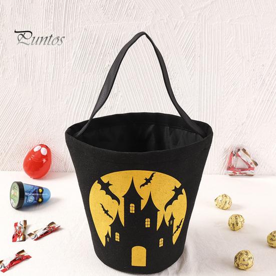 Saco de doces de Halloween em forma de morcego Impressão assustadora Grande capacidade Cor de contraste Festivo 3D Efeito visual Cesta de doces de Halloween