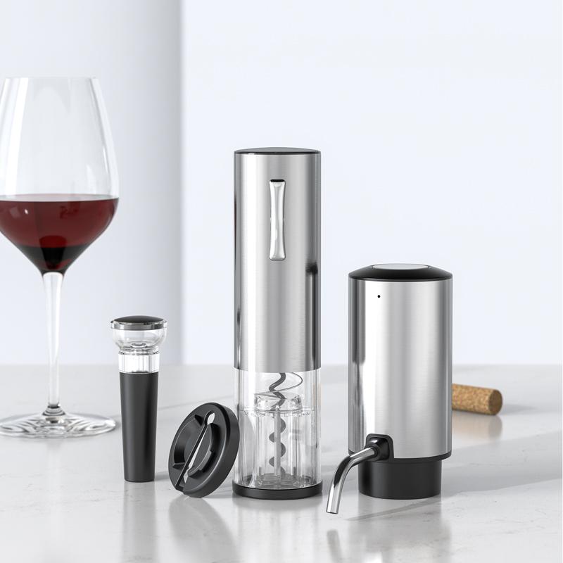 USB Electric Wine Opener Set With Electric Decanter and Aerator Stainless Steel Rechargeable Wine Bottle Opener for Wine Lovers