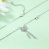 Sterling silver smart fringed bow necklace female versatile personality s925 silver pendant