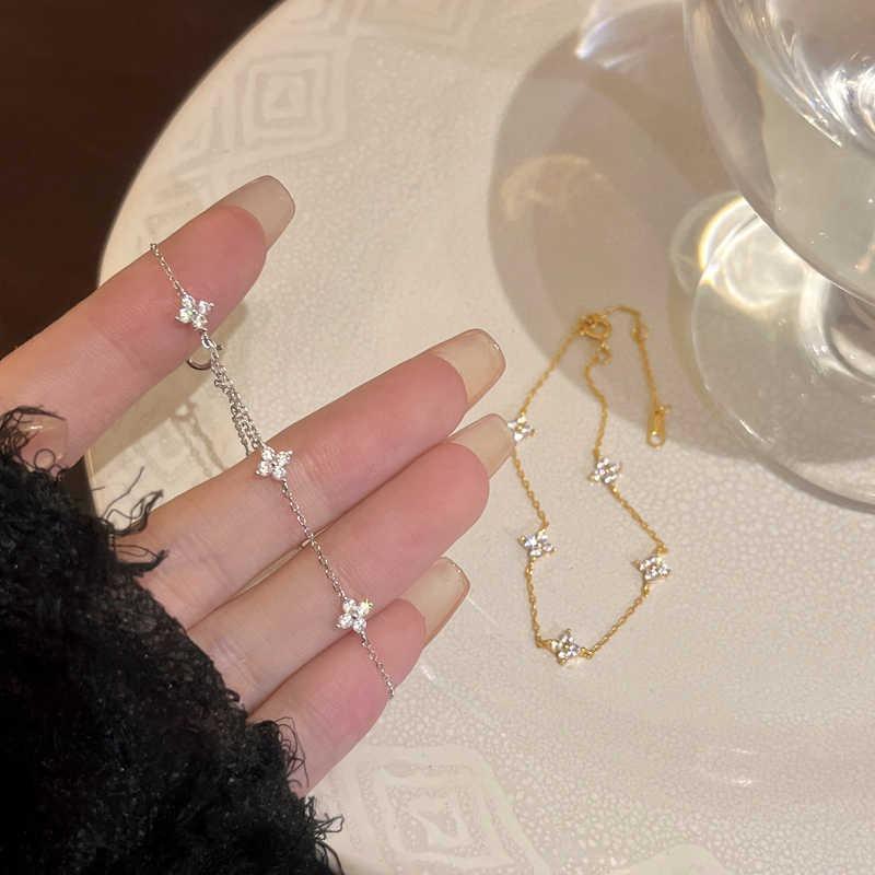 925 Silver Zircon Flower Bracelet For Women Luxury Charm Jewelry Gifts Birthday Party Elegant Chain Bracelet