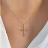 925 Sterling Silver Cross Pendant Necklace, Gold Plated Zircon Religious Chain Necklace, Elegant Spiritual Jewelry for Women