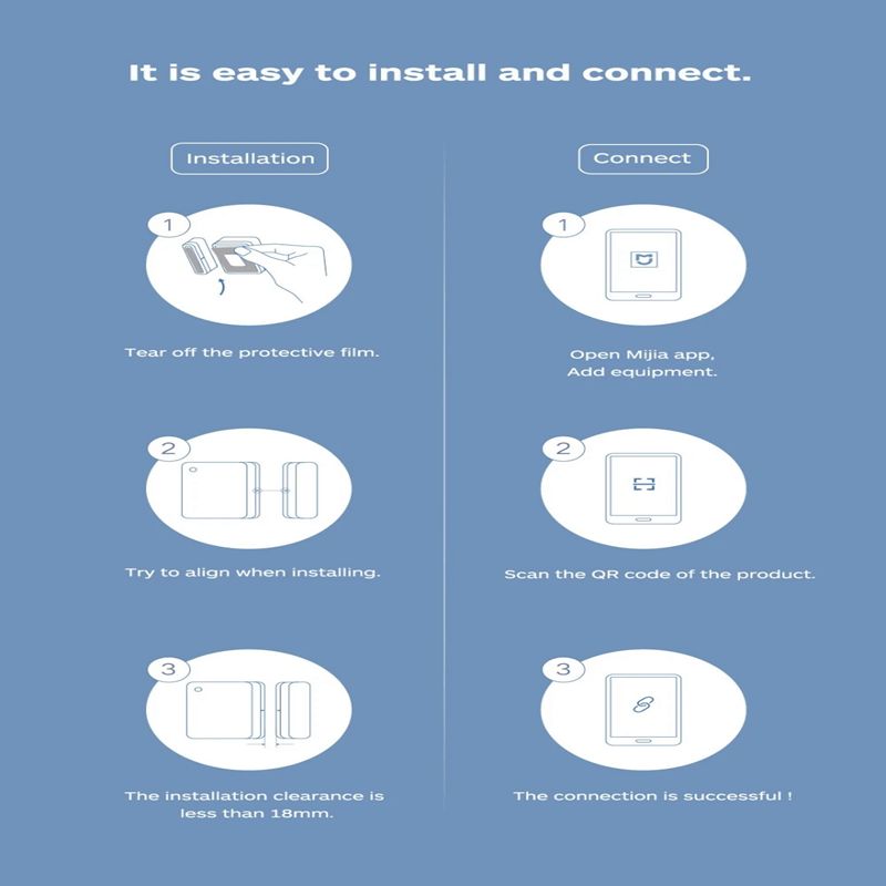 Xiaomi Mijia Smart Door & Window Sensor 2 Bluetooth 5.1 kompatibilní s detekcí světla Bezpečný alarm proti vloupání neuzavřené připomenutí pro APP