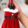 Christmas Wine Bottle Cover Red Wine Bottle Skirt Clothes with Belt Handmade Wine Accessories Holiday Home Decoration