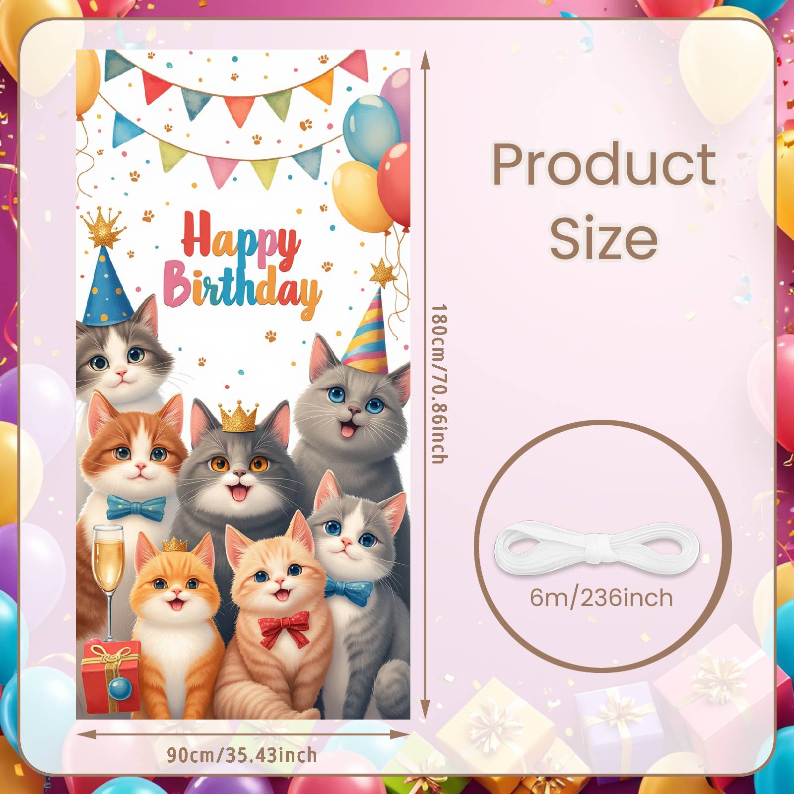 Banner Cute Design Birthday Banner Birthday Decor Display Bow Tie Detail Pet Celebration Banner For Home