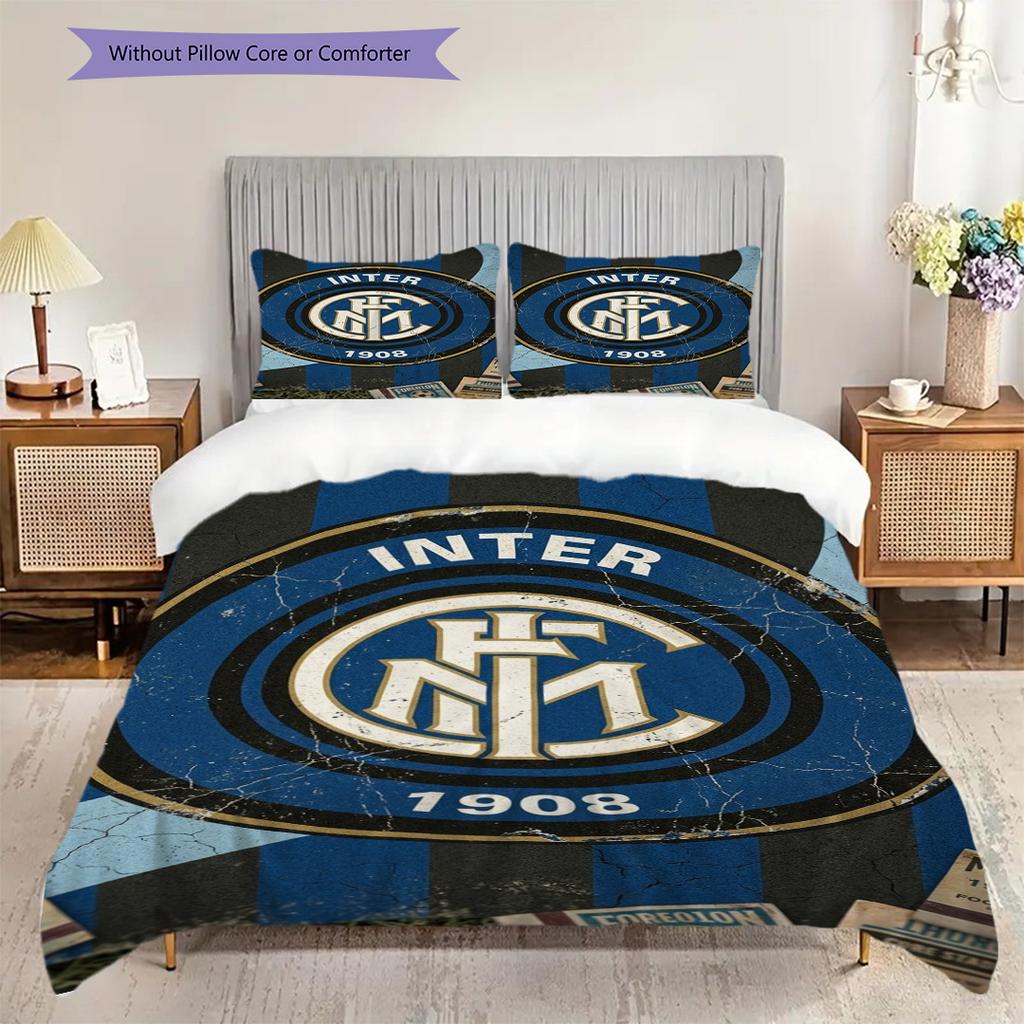 Inter Milan Legacy: Passion Bedding (1 * duvet cover + 2 * pillowcase, without core) Soft and comfortable Bedding set Duvet cover and pillowcase
