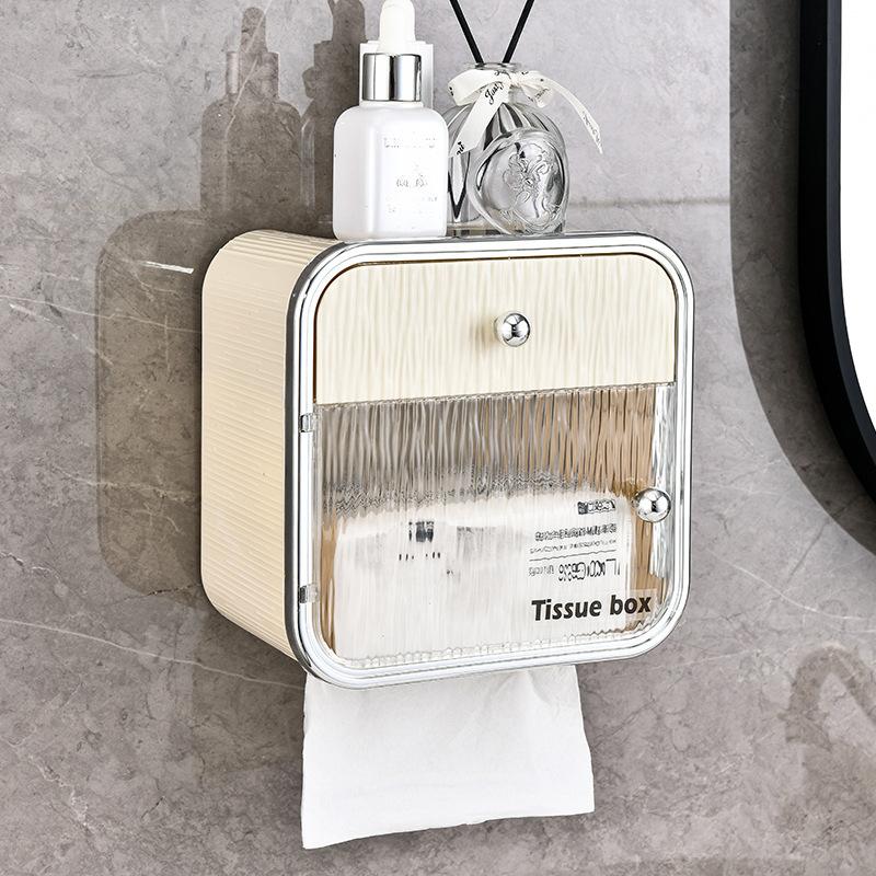 Non Perforated Wall Mounted Tissue Holder Household Toilet Paper Box Bathroom Waterproof Storage Rack Accessories for Bathroom
