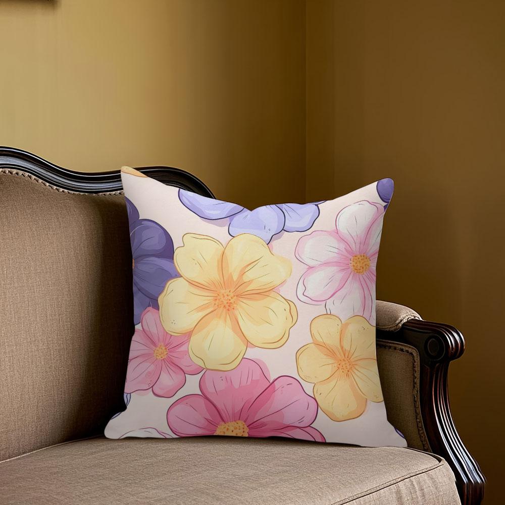 Candy Flower Square Jacquard Pillow Cover for Sofa Office Waist Cushion Cover Home Decorative Pillowcase