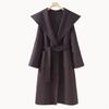 High-End Extra Long Double-Faced Wool Coat: Hooded, Tie-Waist, Light Luxury Casual Silhouette with Cashmere