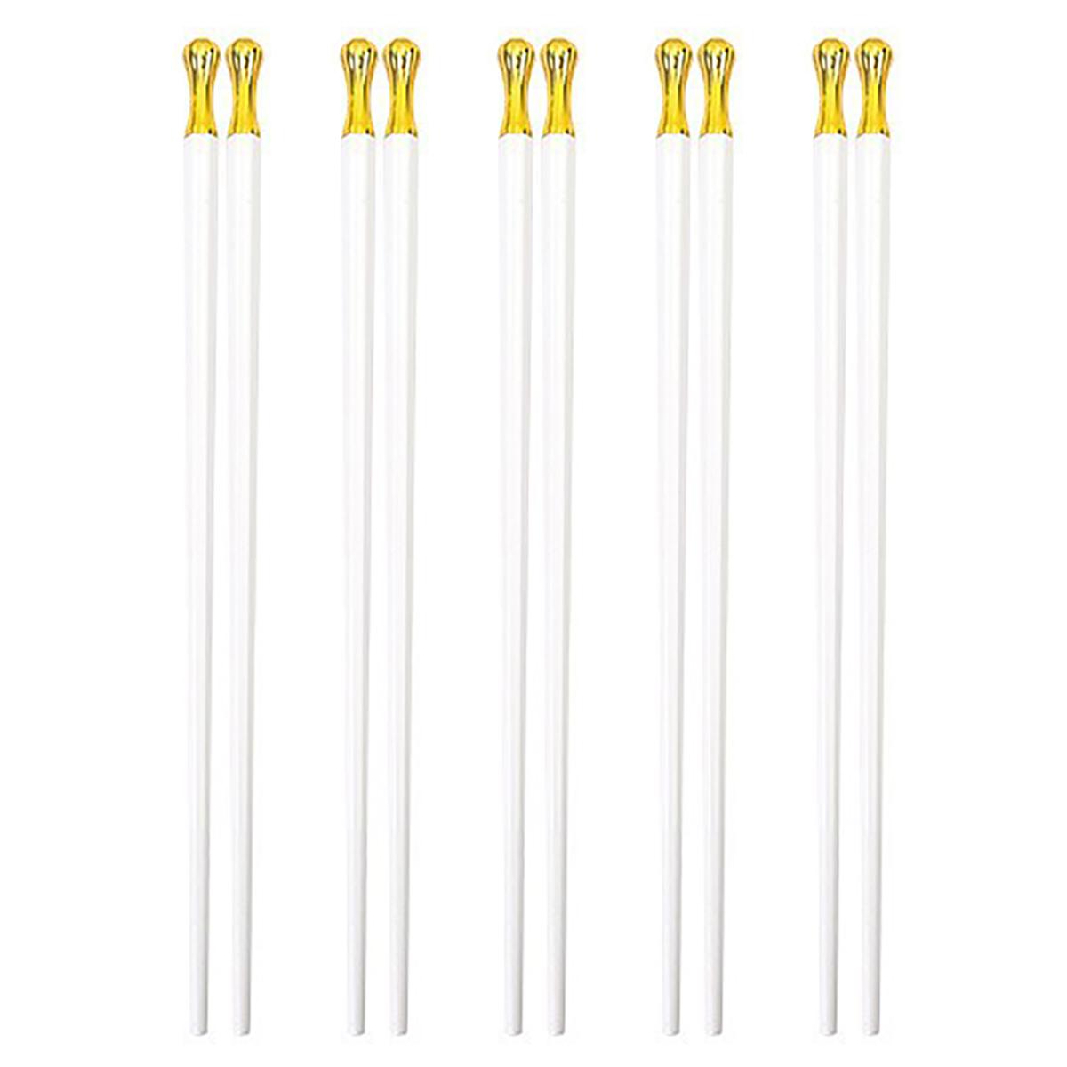 

Набор из 5 пар палочек для еды из белого золота, здоровые корейские палочки для суши, многоразовые нескользящие палочки для вечеринки, отеля, ресторана