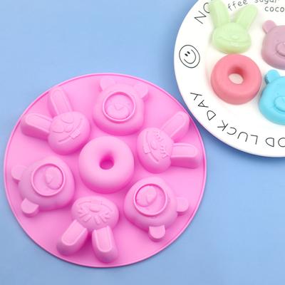 Spot Wholesale 7-piece Bear Rabbit Donut Cake Silicone Mold DIY Chocolate Mold Baking Ice Cream