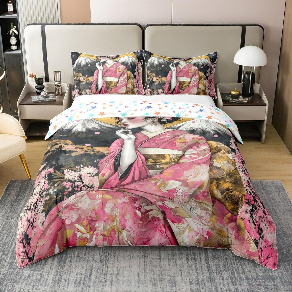 Comforter Japanese Ukiyoe Theme Queen King Size Printed Bedding Set Kids Bedroom Decor Japanese Style 3 Pcs With 2 S