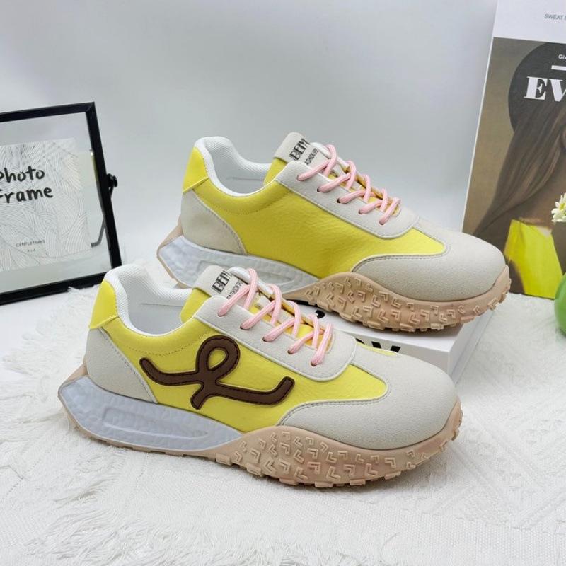 Tide Cool Color Scheme German Training Shoes Women's Leather Platform Small Forrest Gump Shoes Outdoor Sports Board Shoes College Style White Shoes