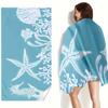 Seaside Starfish and Shells Large Bath Towel - Soft, Absorbent, Perfect for Home and Beach, Coastal Design, Quick-Dry