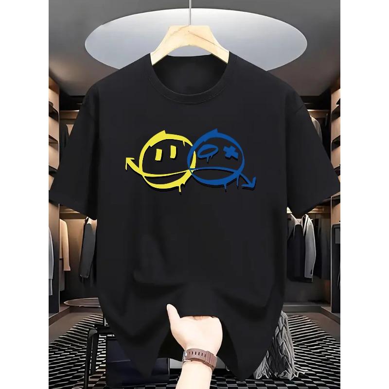 Europäische Größe Herren Sommer Kurzarm T-Shirt mit ' Buchstabe' Aufdruck - Lässiges Rundhals Atmungsaktives Oberteil, Kurzarm Sommerkleidung für Heißes Wetter