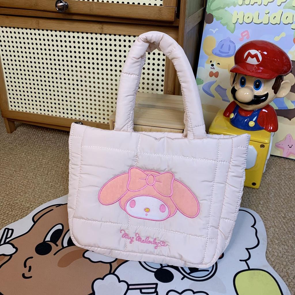 Fashion Cartoon Down Cloth Handbag Bag Four-color Shoulder Bag Cute Soft Cute Cat Tote Bag Large-capacity Bag
