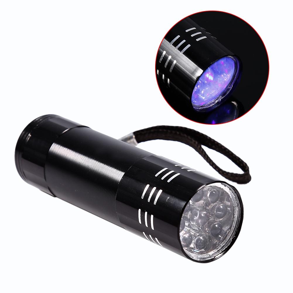 Aluminum Alloy UV 9 LED Ultra Violet Flashlight Backlight Torch Light Lamp
