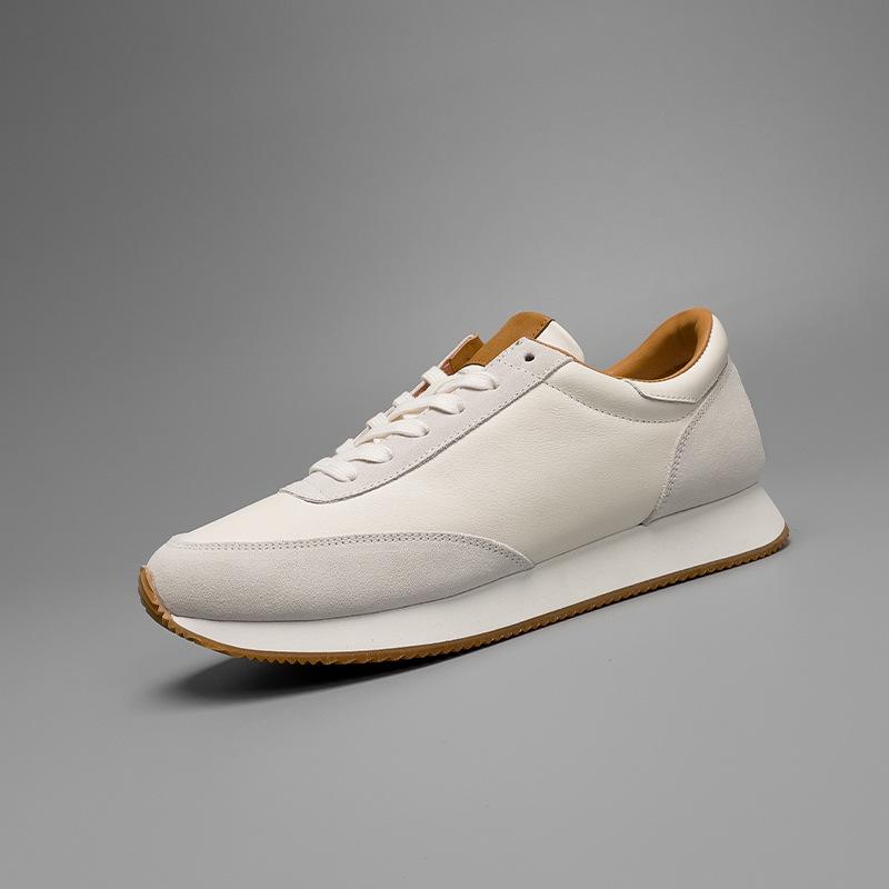 European Luxury Men's Genuine Leather Casual White Shoes - Trendy Summer Forrest Gump Style
