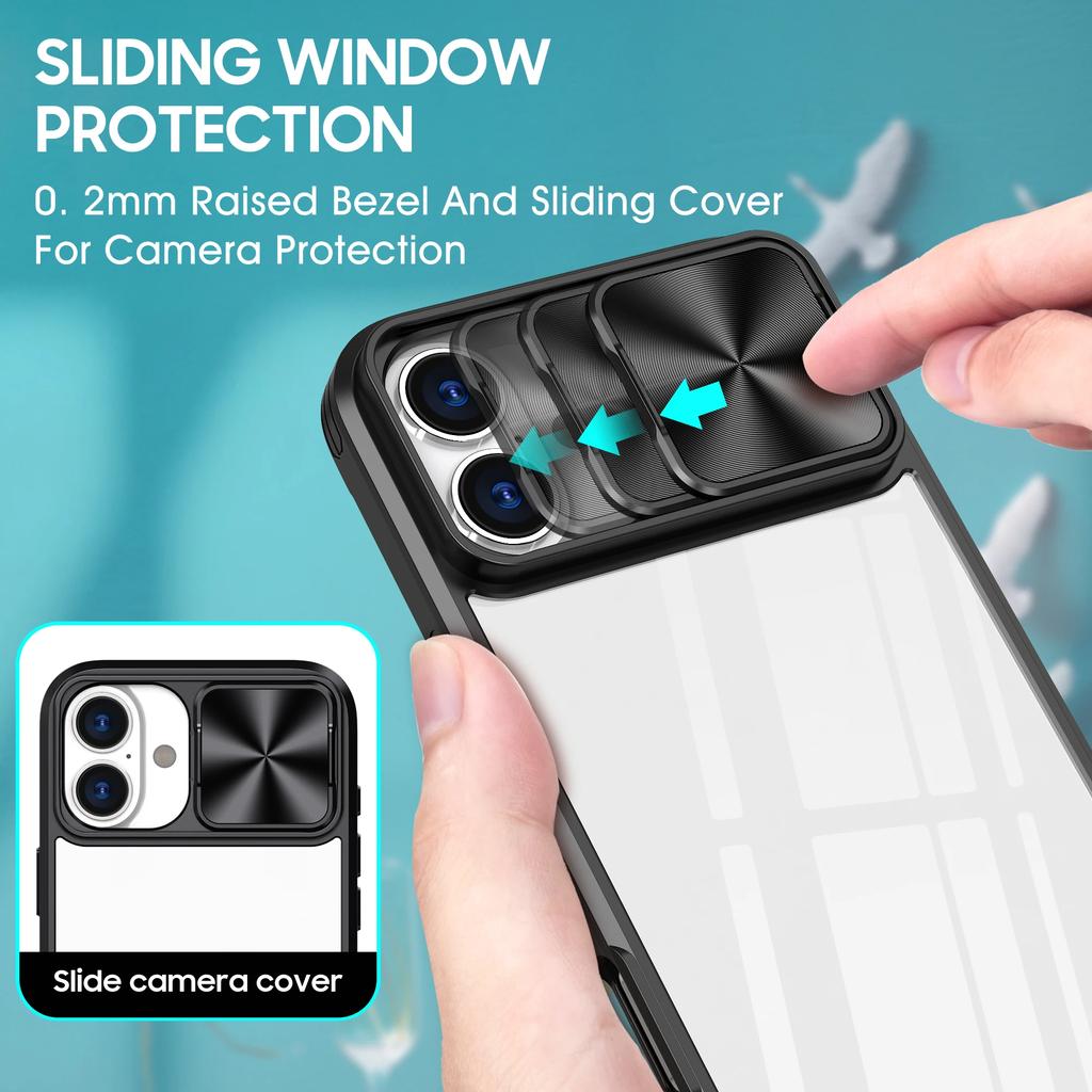 Luxury Crystal Clear Slide Camera Protection Case for IPhone 16 Pro Max 15 14 13 Plus Mini Acrylic Hard Transparent Back Cover