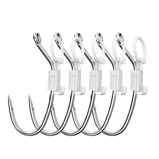 3/5/10/20Pcs Luminous Live Shrimp Fixing Hook Glow-in-the-dark Fishhook with Barbed Offset Saltwater Bass Fishing Hook Fishing Accessories