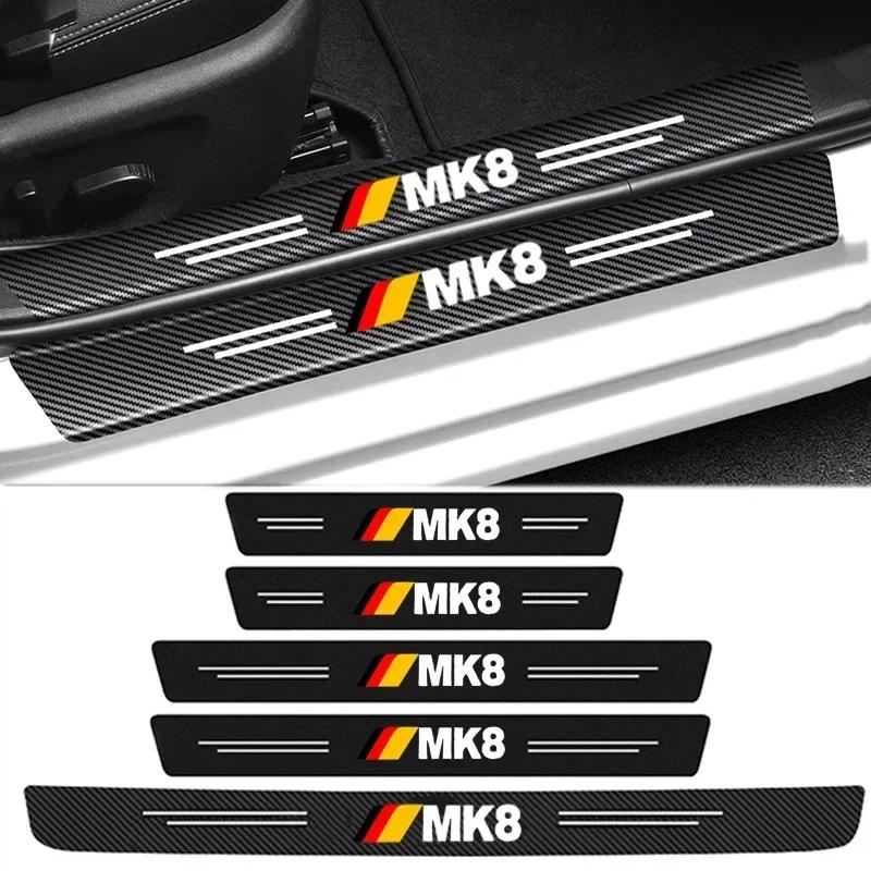 ASGBH1 Carbon Fiber for Volkswagen VW MK8 Car Door Threshold Protector Stickers Pedal Guards Trunk Sill Scuff Plate Decals Accessories