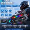 Y20 Motorcycle Helmet Bluetooth Headset with RGB Light Handsfree Call Noize Reduction Waterproof Wireless Motobike Headphone 1000Mah