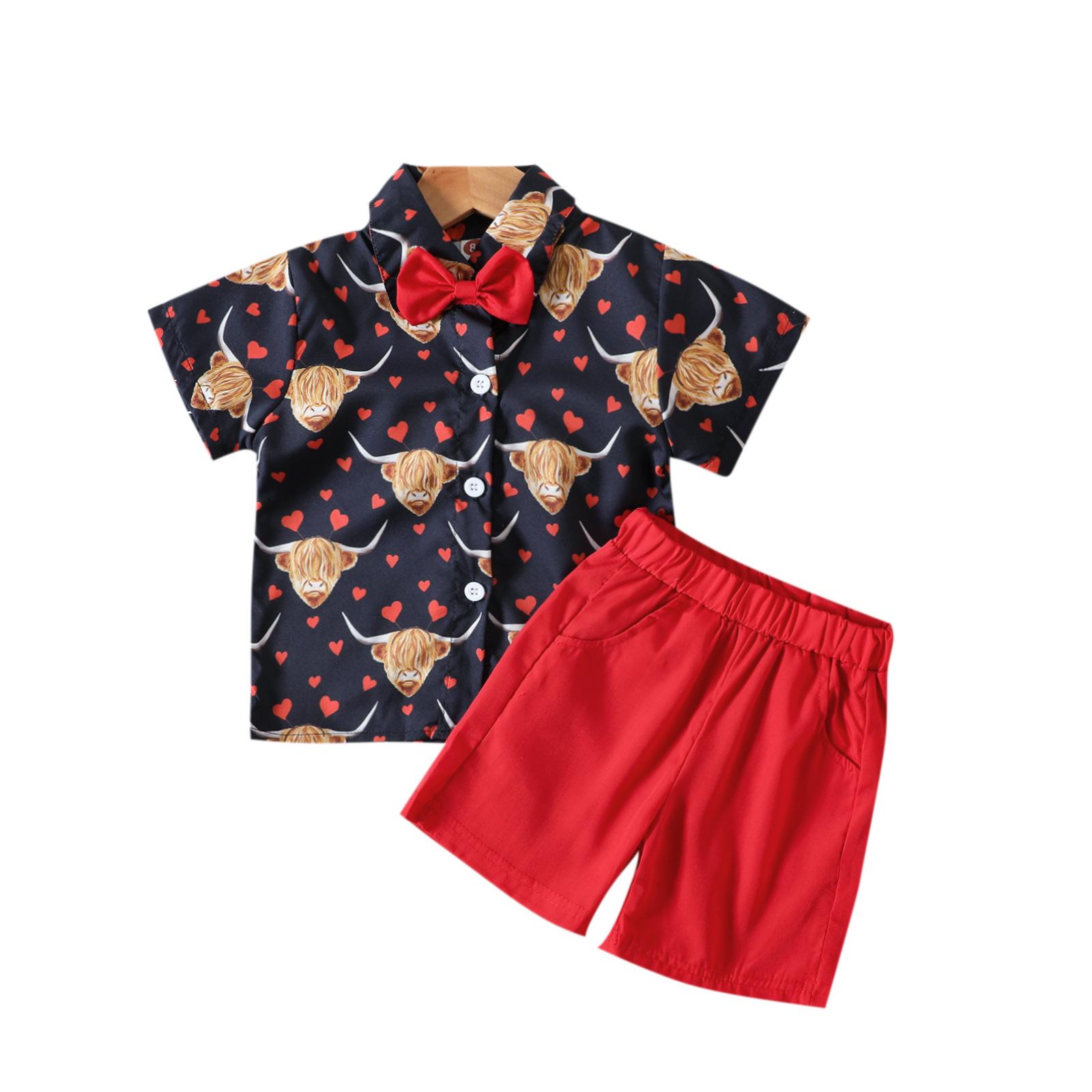 

Костюм для мальчика с принтом в виде сердечек ко Дню святого Валентина и галстуком-бабочкой 110 cm