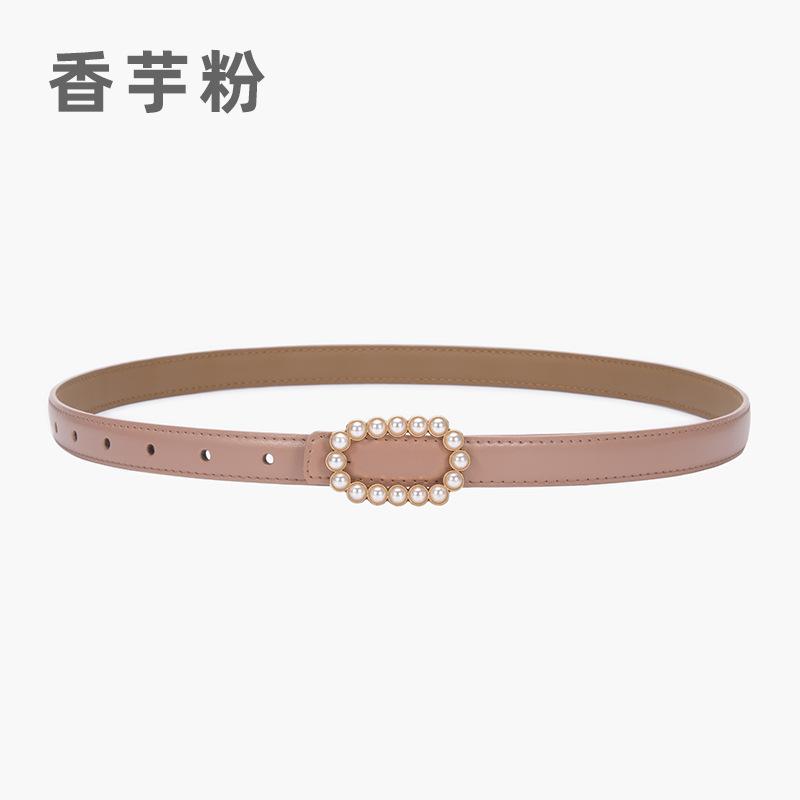 Belt Women'S Genuine Leather Cowhide Black Belt Fine Decoration Skirt Simple Suit Jeans Belt