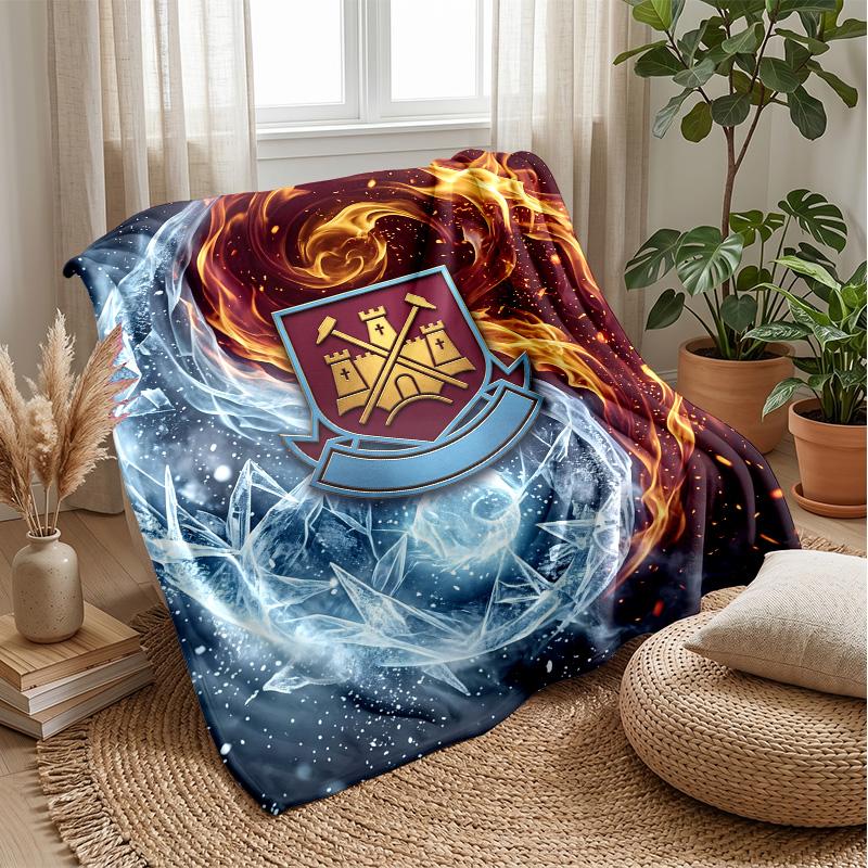 West Ham United Football Print Flannel Blanket, Soft Warm Lightweight Throw Blanket for Sofa Bed Camping