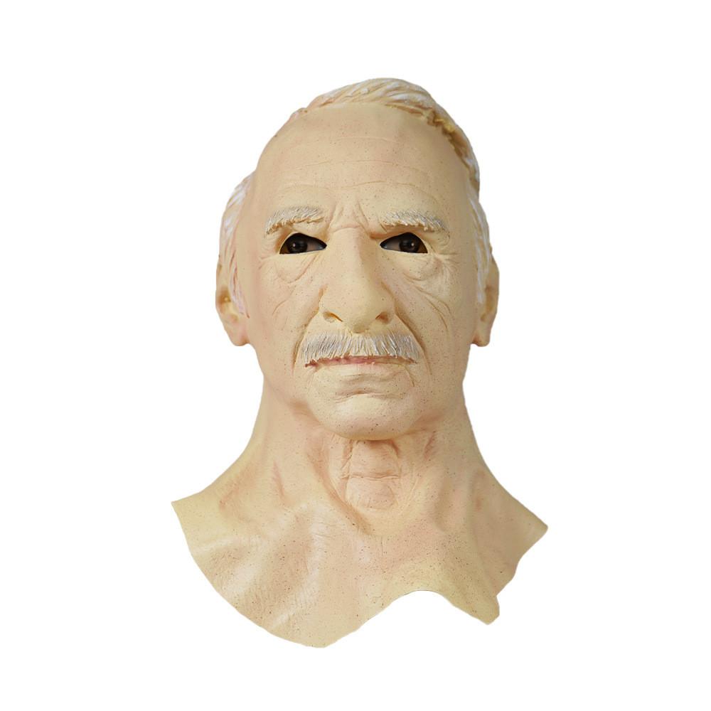 Kostümler ve Etkinlikler İçin Beyaz Saçlı Cadılar Bayramı Lateks Yaşlı Kadın Yüz Maskesi