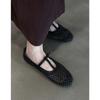 Fashion Retro Woven Cutout T-Strap Mary Jane Shoes Women's 2025 New Round Toe Flat Shoe