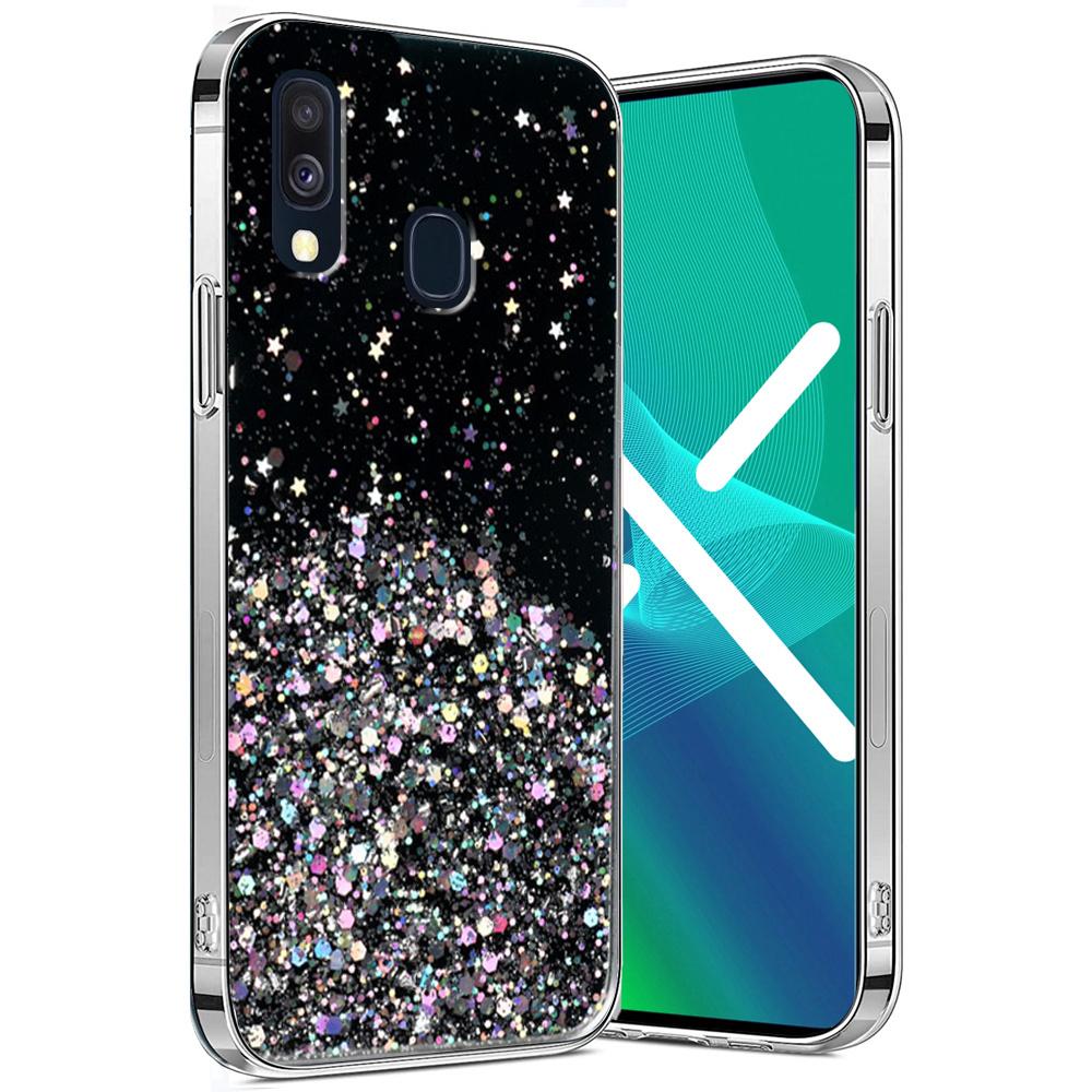 Samsung Galaxy A40 Case, Glittery, Black