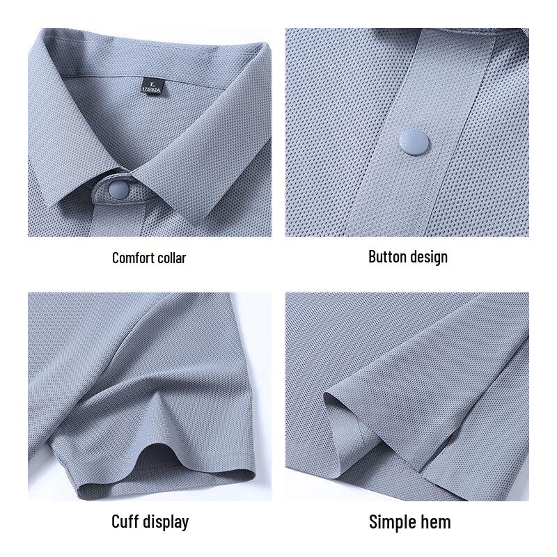ROMON Men's 7A Antibacterial Ice Silk Quick-Dry Polo T-Shirt