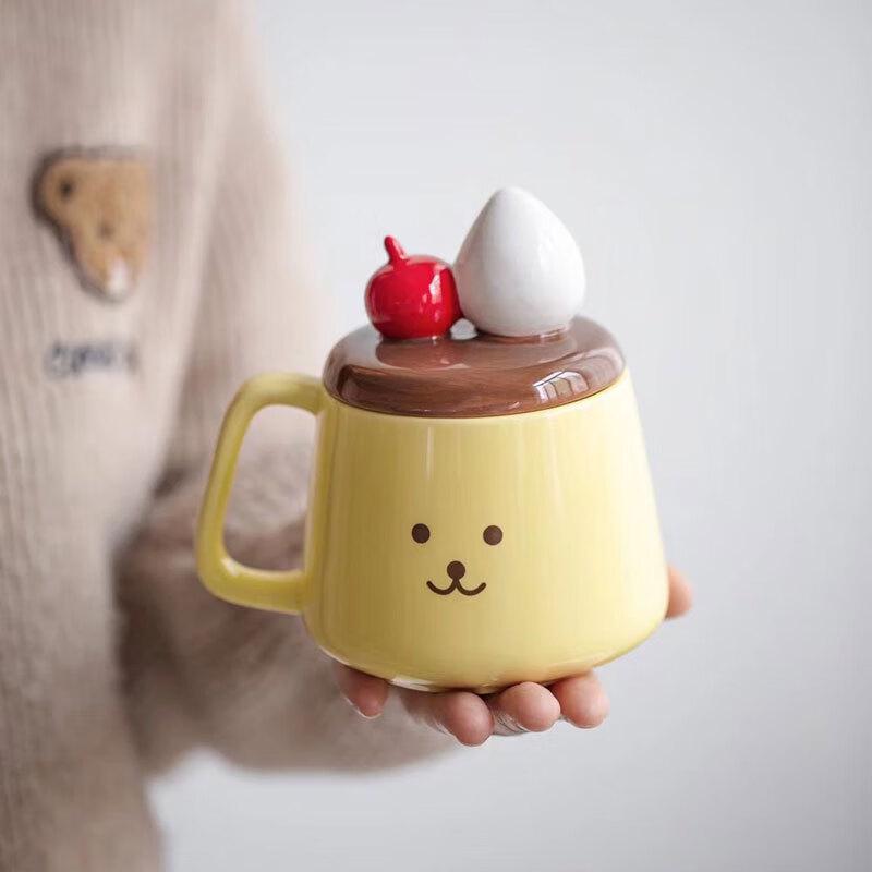 Chaosi Hui Hand-Painted Ceramic Pudding Mug with Lid