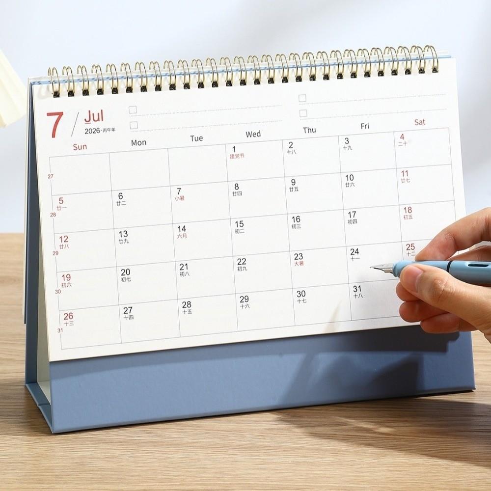 Stable Base Coil Calendar Writable Memo Standing Flip Calendar Table Planner Academic Planner