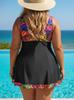 Grote Maat Dames Bloemen Patchwork Tankini Zwembroekrok Set