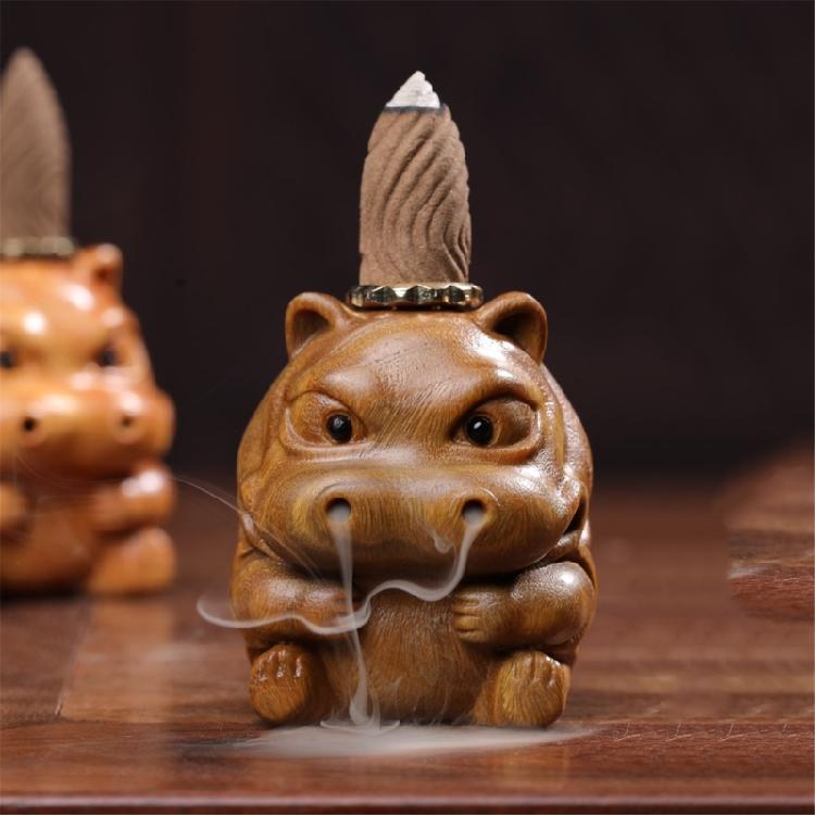 Waterfall Backflow Incenses Burners Wood Handmade Censers Incenses HolderAromatherapy Cow Hippo Ornament Home Decors
