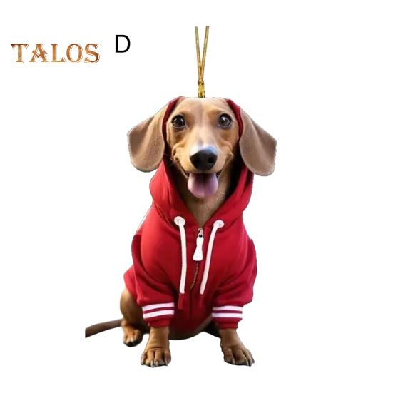 Ornament acrilic cu pandantiv pentru mașină pentru câine, farmec drăguț pentru mașină de Crăciun, ornament festiv pentru agățat pentru copaci, ferestre, uși